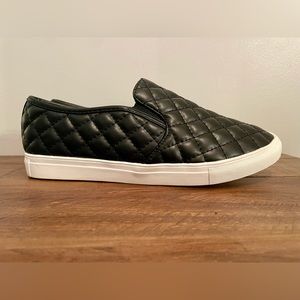 Black Quilted Faux Leather Slip On